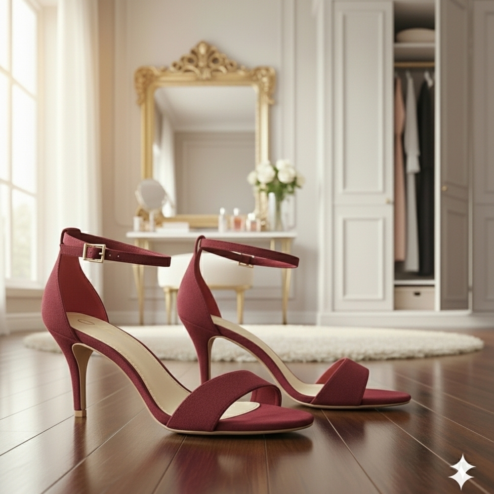 J. Adams 'Dove' Ankle-Strap Heeled Sandals in Burgundy